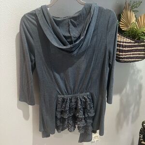 Y2K Vanity Hooded Cardigan With Lace Design